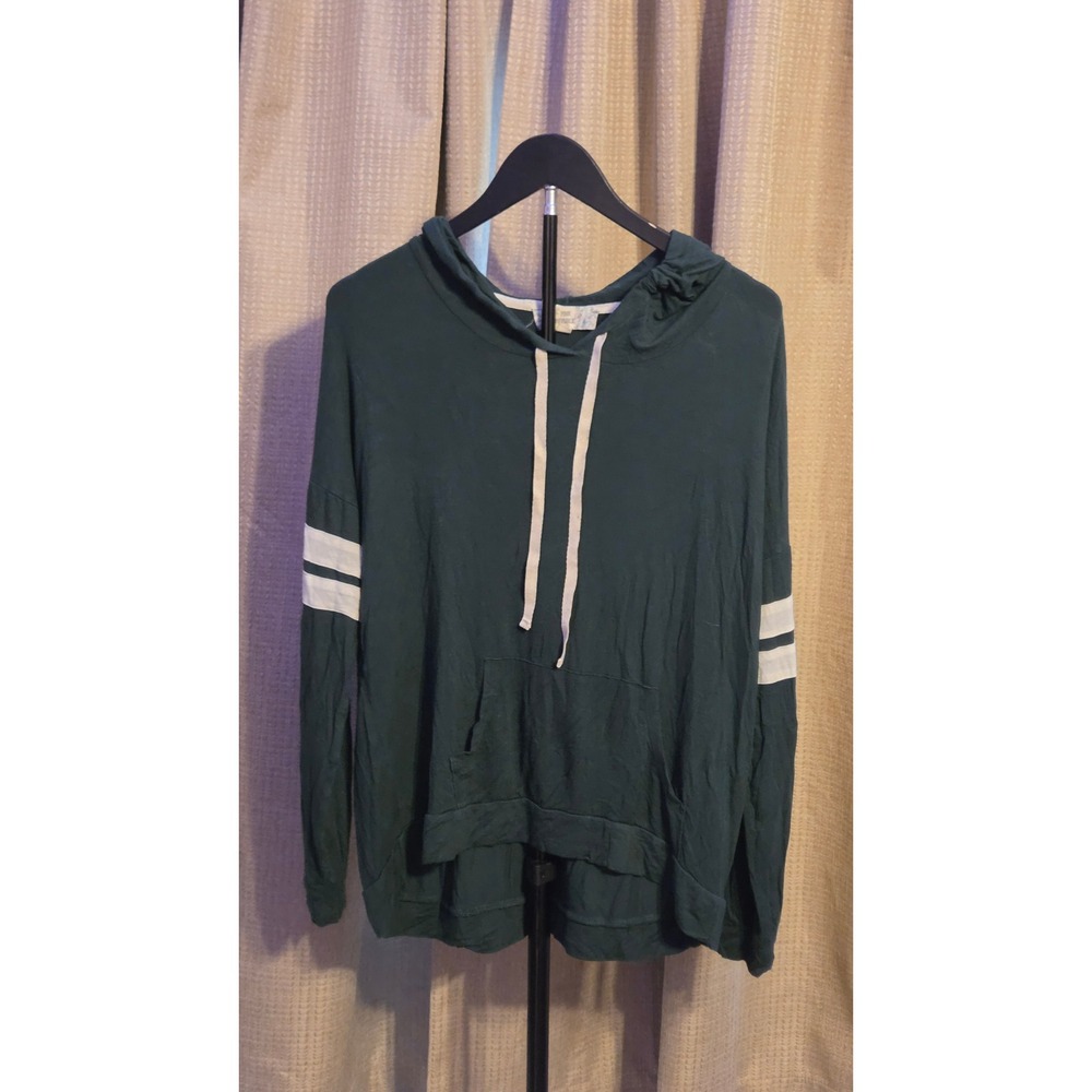 Pink Republic Long Sleeve Hooded Pullover Women's Size Medium Green White‎